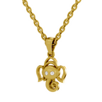 Lab Grown Diamond Pendant Necklace 0.02 Carat Round Shape 925 Sterling Silver Gold Plated Bal Ganesha Pendant Necklace