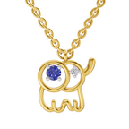 Lab Grown Diamond Pendant Necklace 0.02 Carat Round Shape 925 Sterling Silver Gold Plated Baby Elephant Pendant Necklace
