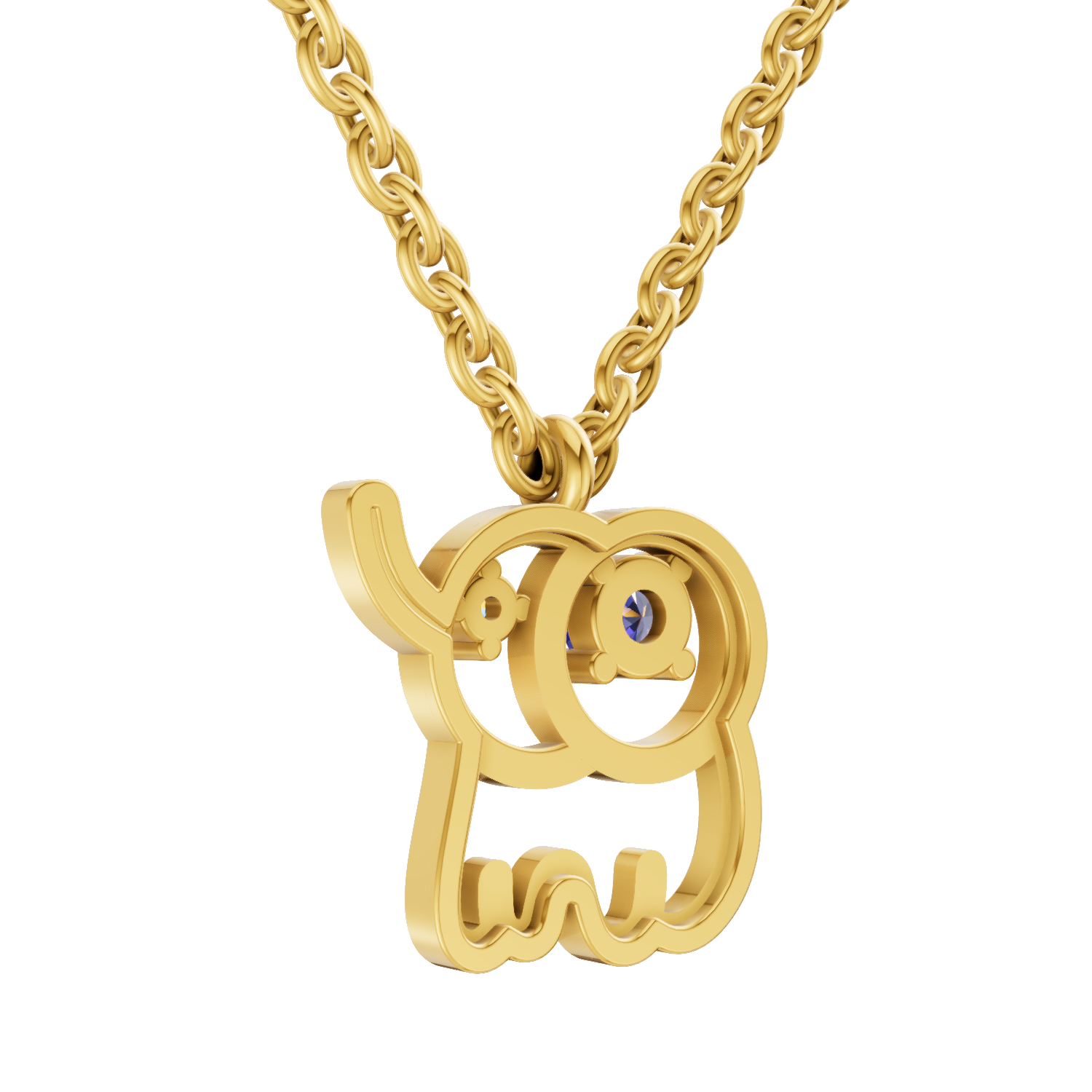 Lab Grown Diamond Pendant Necklace 0.02 Carat Round Shape 925 Sterling Silver Gold Plated Baby Elephant Pendant Necklace