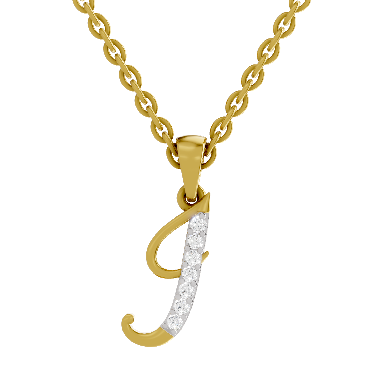 Lab Grown Diamond Pendant Necklace 0.07 Carat Round Shape 925 Sterling Silver Gold Plated Kid's Pendant Necklace