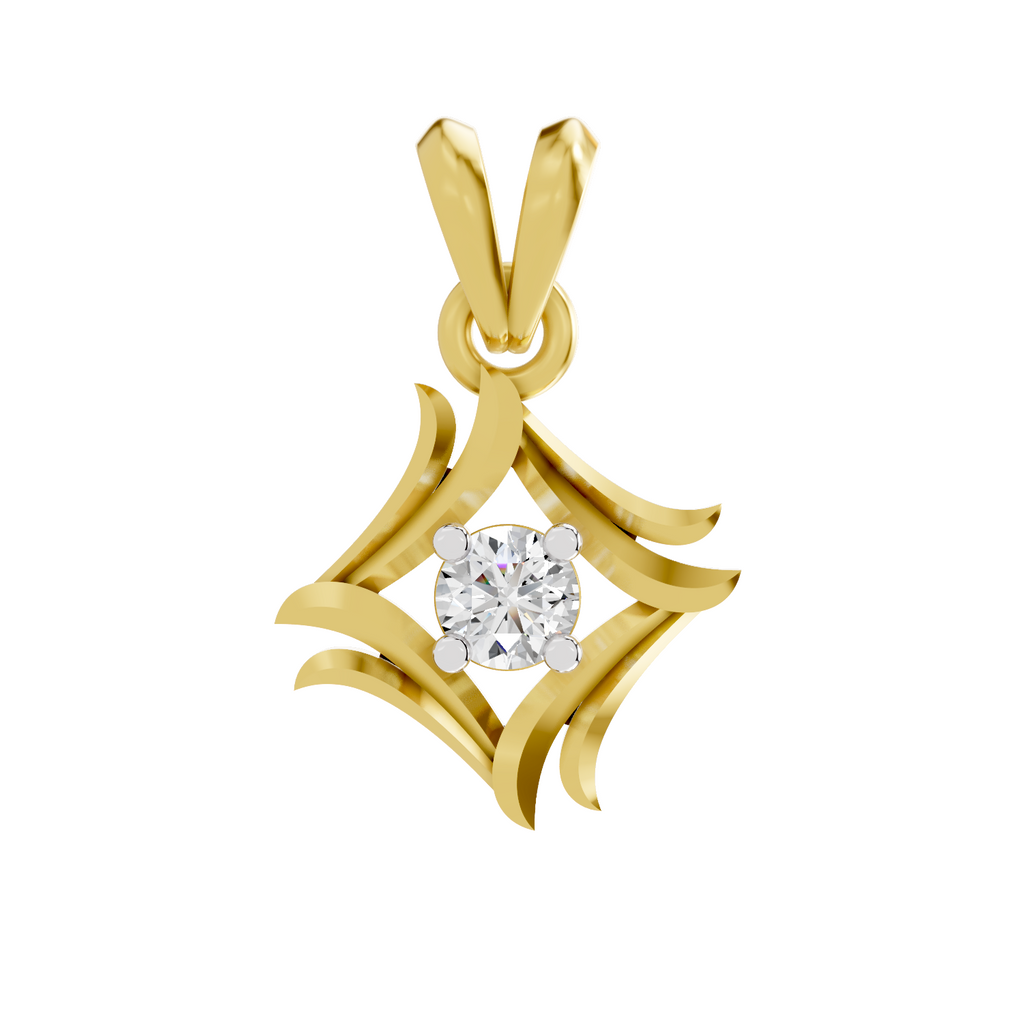 Lab Grown Diamond 0.16CT 925 Sterling Silver Gold Plated Round Shape Pendant