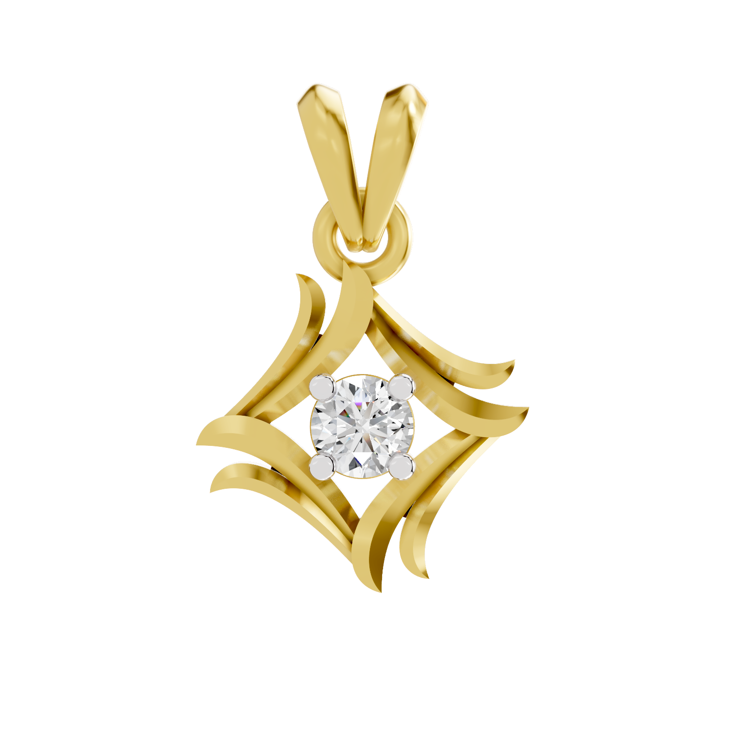 Lab Grown Diamond 0.16CT 925 Sterling Silver Gold Plated Round Shape Pendant