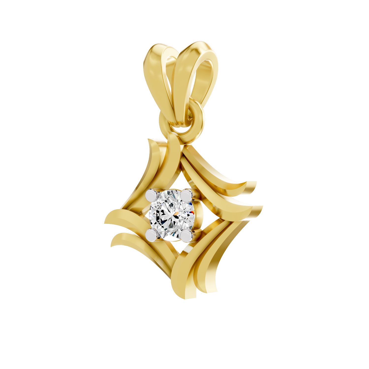 Lab Grown Diamond 0.16CT 925 Sterling Silver Gold Plated Round Shape Pendant