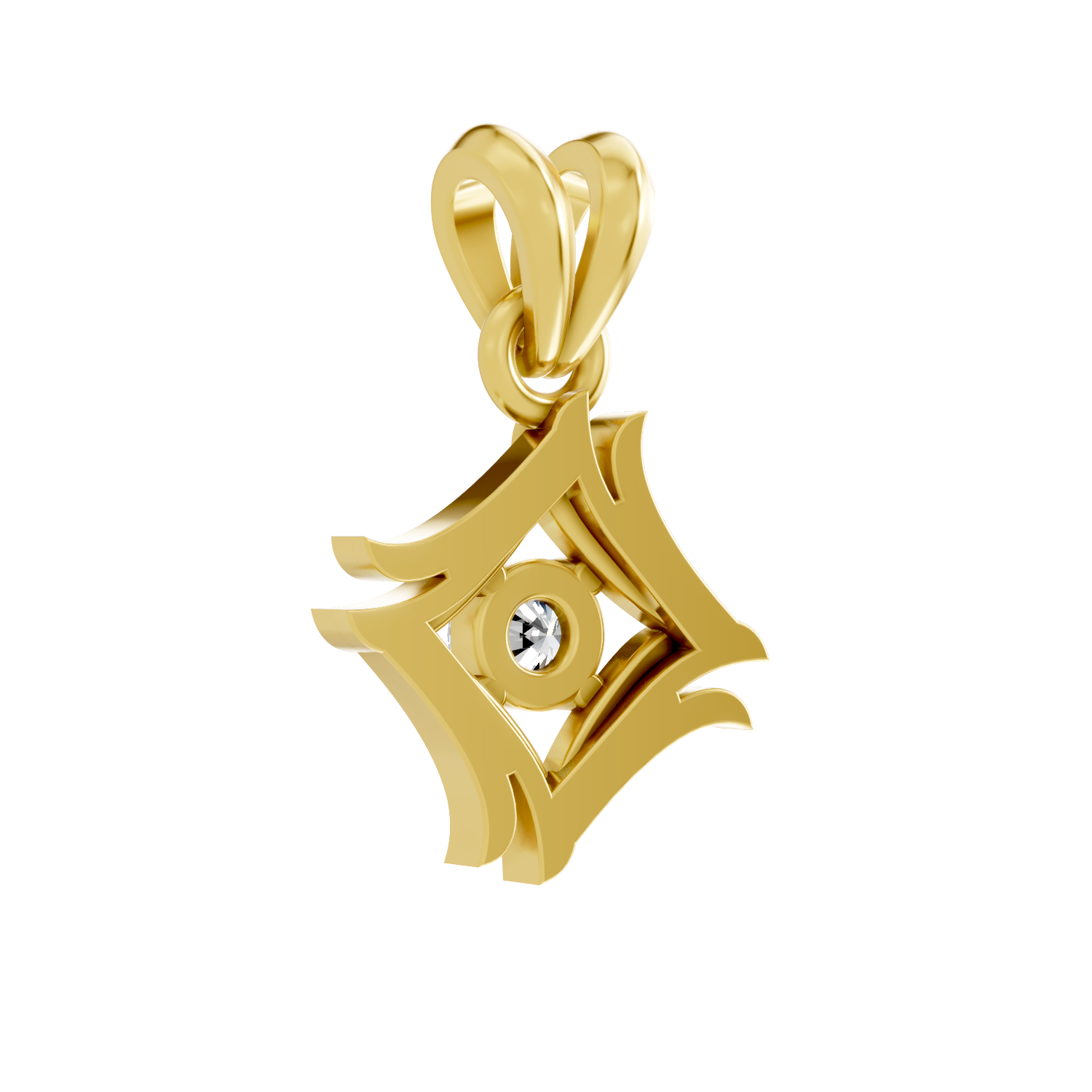 Lab Grown Diamond 0.16CT 925 Sterling Silver Gold Plated Round Shape Pendant