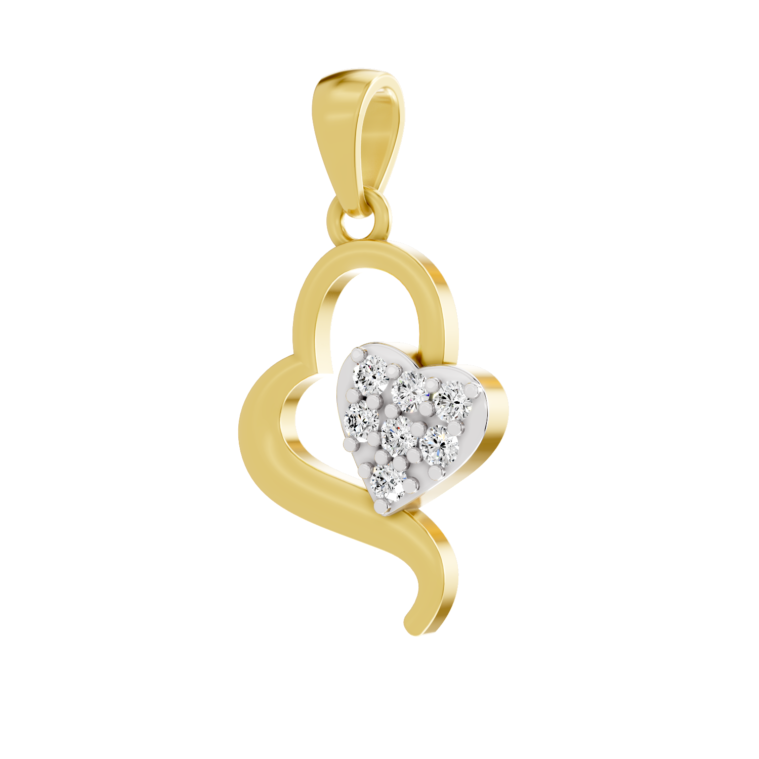 Lab Grown Diamond 0.13CT 925 Sterling Silver Gold Plated Round Shape Pendant
