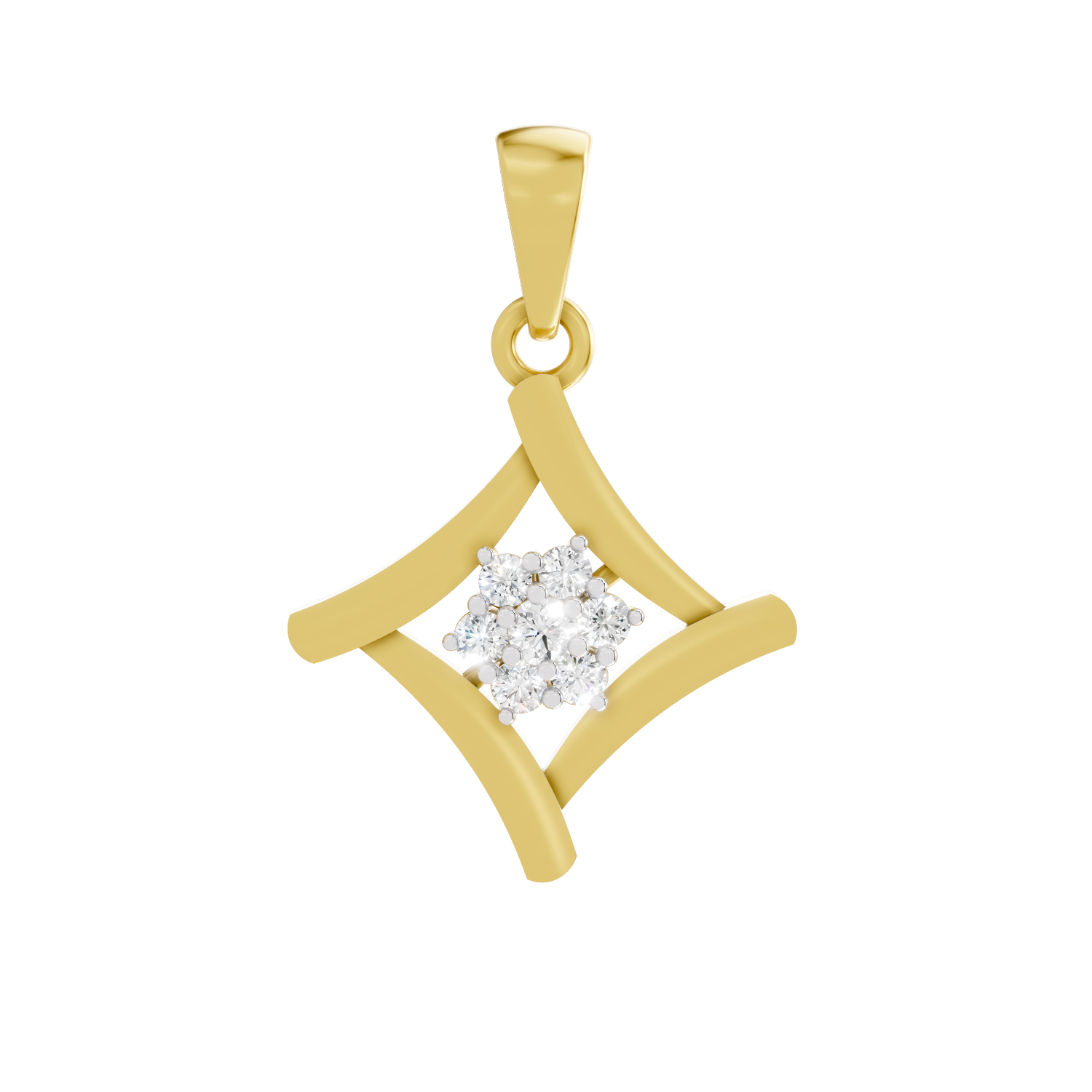 Lab Grown Diamond 0.1CT 925 Sterling Silver Gold Plated Round Shape Pendant
