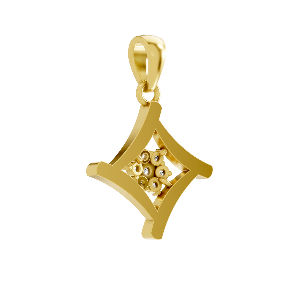 Lab Grown Diamond 0.1CT 925 Sterling Silver Gold Plated Round Shape Pendant