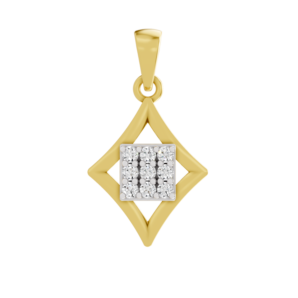 Lab Grown Diamond 0.11CT 925 Sterling Silver Gold Plated Round Shape Pendant