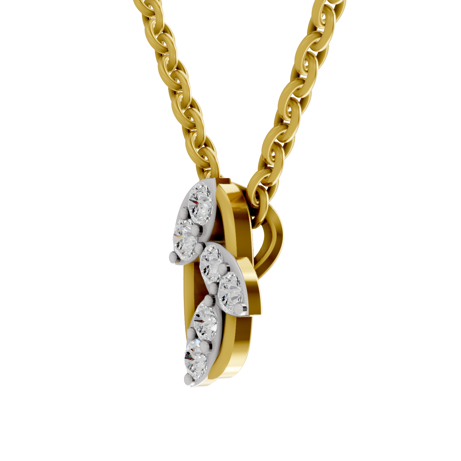 Lab Grown Diamond 0.24CT 925 Sterling Silver Gold Plated Round Shape Pendant