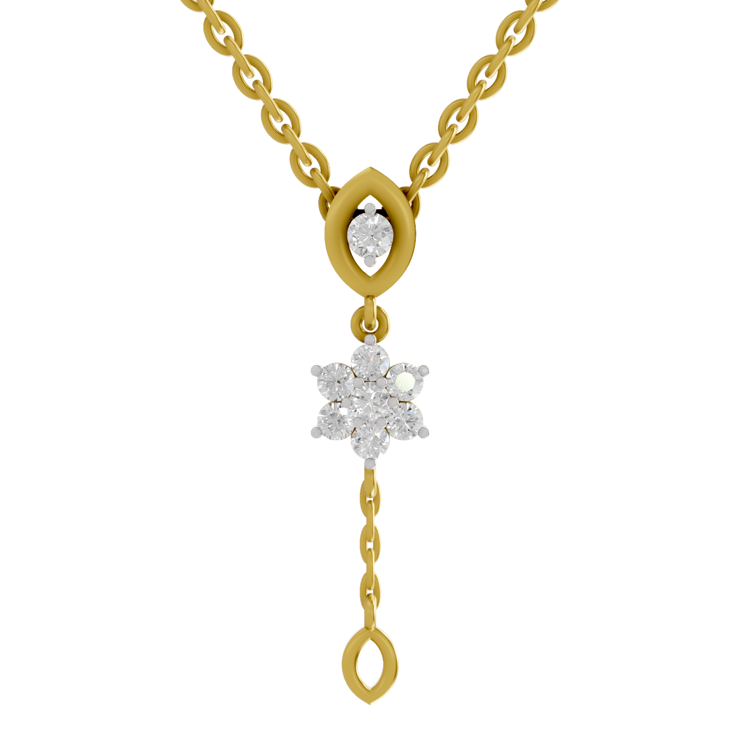 Lab Grown Diamond 0.24CT 925 Sterling Silver Gold Plated Round Shape Pendant