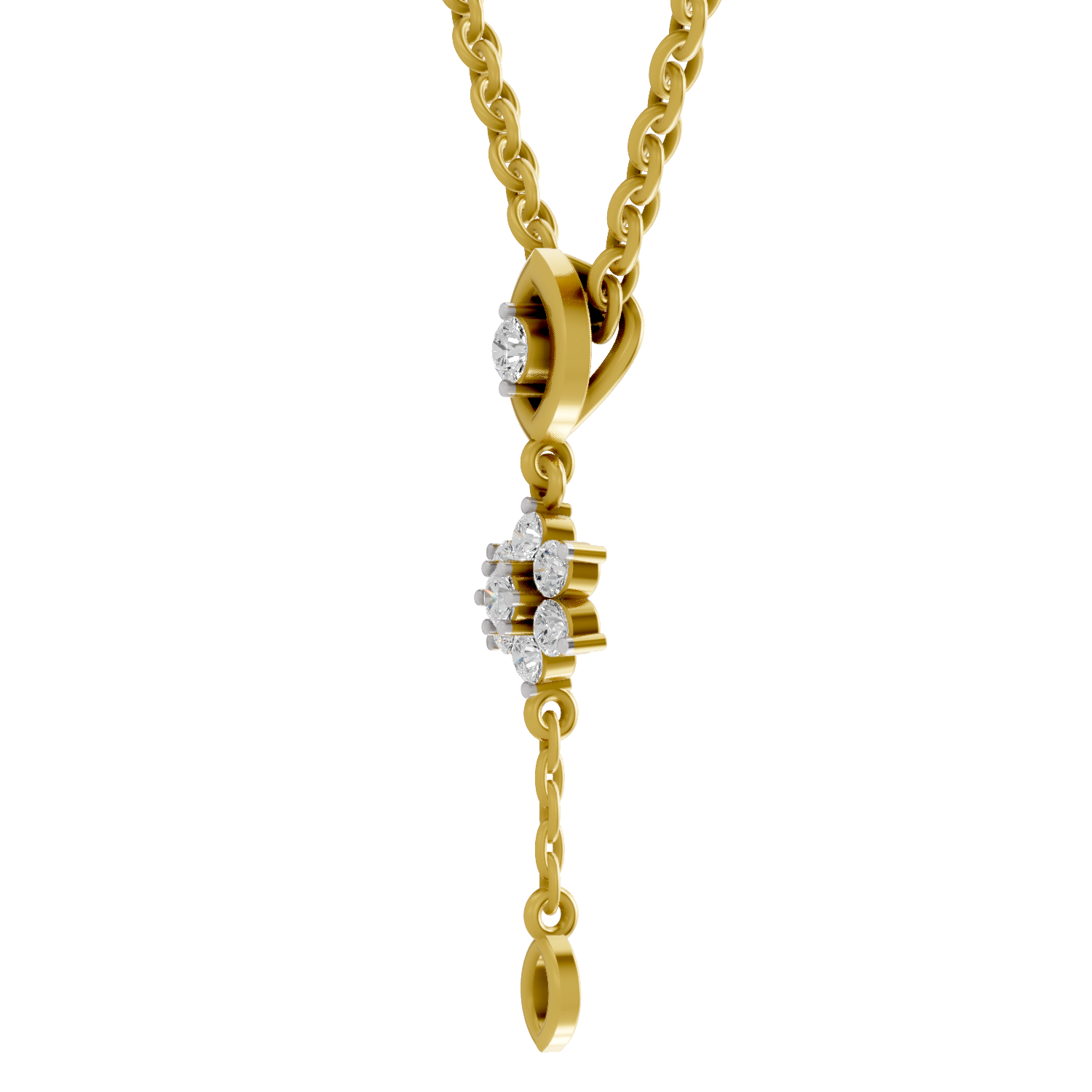 Lab Grown Diamond 0.24CT 925 Sterling Silver Gold Plated Round Shape Pendant