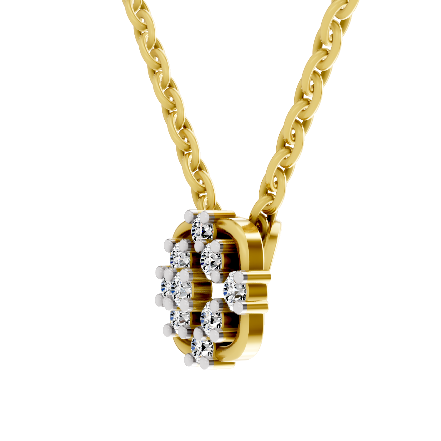 Lab Grown Diamond 0.17CT 925 Sterling Silver Gold Plated Round Shape Pendant