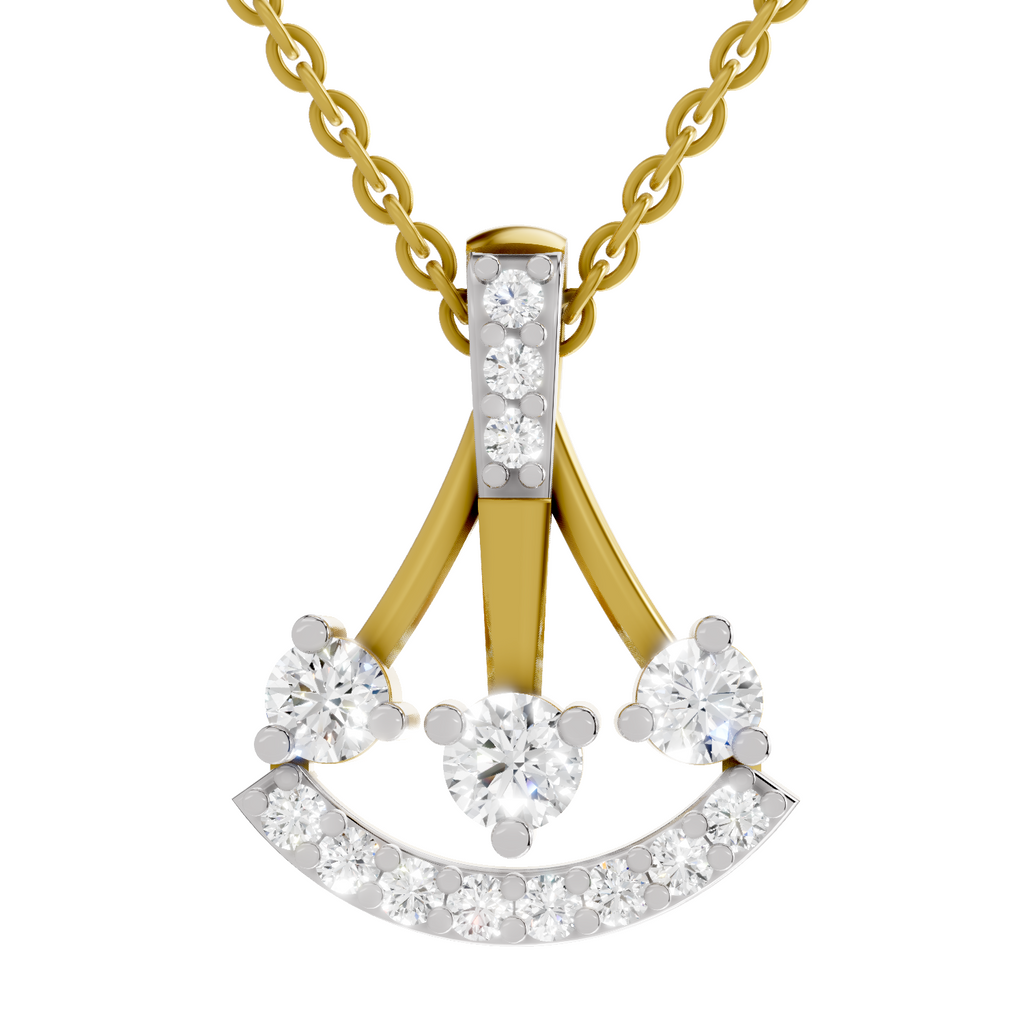 Lab Grown Diamond Pendant Necklace 0.31 Carat IGI Certified Round Shape F-G VS Quality| 925 Sterling Silver Gold Plated Fashion Pendant Necklace