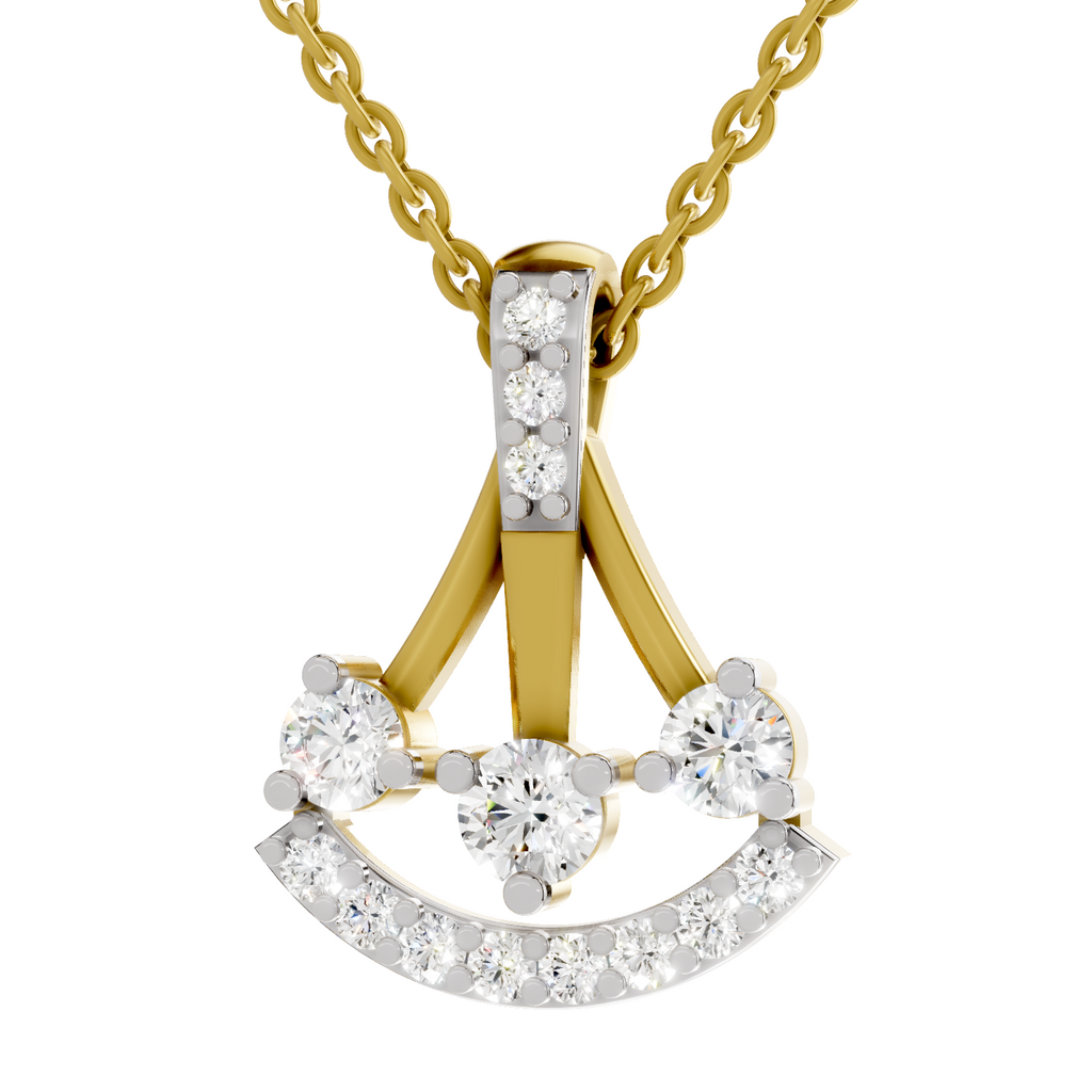 Lab Grown Diamond Pendant Necklace 0.31 Carat IGI Certified Round Shape F-G VS Quality| 925 Sterling Silver Gold Plated Fashion Pendant Necklace