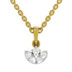 Lab Grown Diamond Pendant Necklace 0.25 Carat IGI Certified Round Shape F-G VS Quality| 925 Sterling Silver Gold Plated Mini Lotus Pendant Necklace