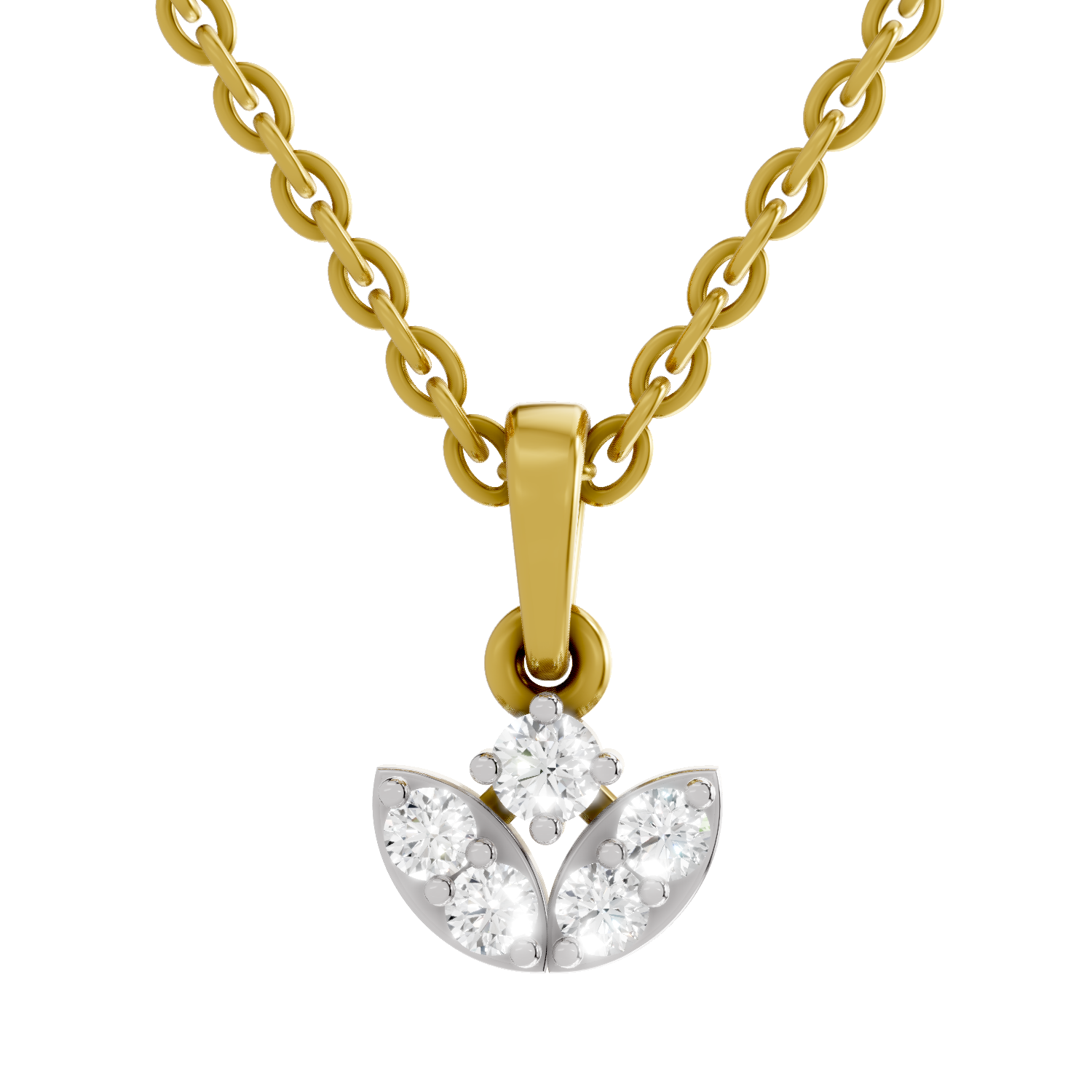 Lab Grown Diamond Pendant Necklace 0.25 Carat IGI Certified Round Shape F-G VS Quality| 925 Sterling Silver Gold Plated Mini Lotus Pendant Necklace