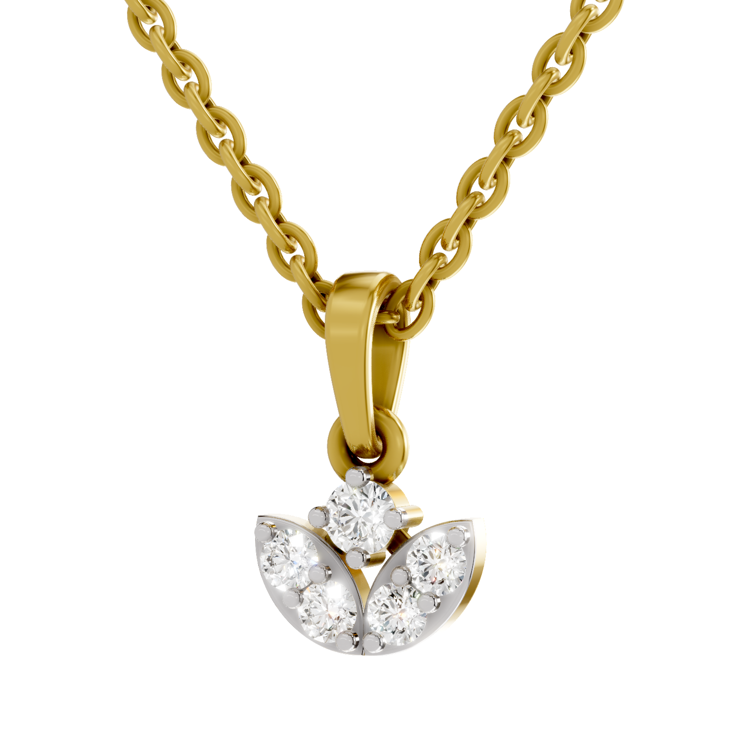Lab Grown Diamond Pendant Necklace 0.25 Carat IGI Certified Round Shape F-G VS Quality| 925 Sterling Silver Gold Plated Mini Lotus Pendant Necklace
