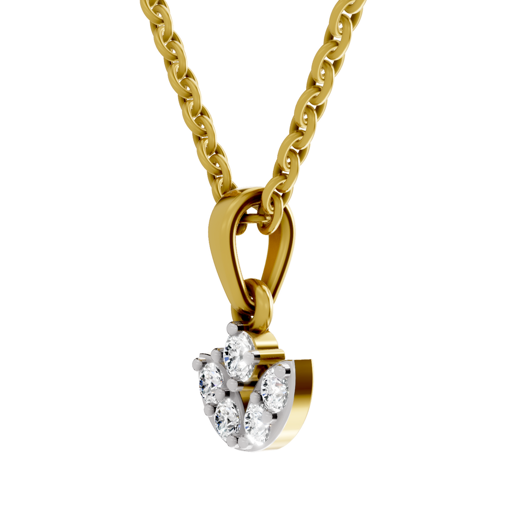 Lab Grown Diamond Pendant Necklace 0.25 Carat IGI Certified Round Shape F-G VS Quality| 925 Sterling Silver Gold Plated Mini Lotus Pendant Necklace
