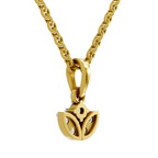 Lab Grown Diamond Pendant Necklace 0.25 Carat IGI Certified Round Shape F-G VS Quality| 925 Sterling Silver Gold Plated Mini Lotus Pendant Necklace
