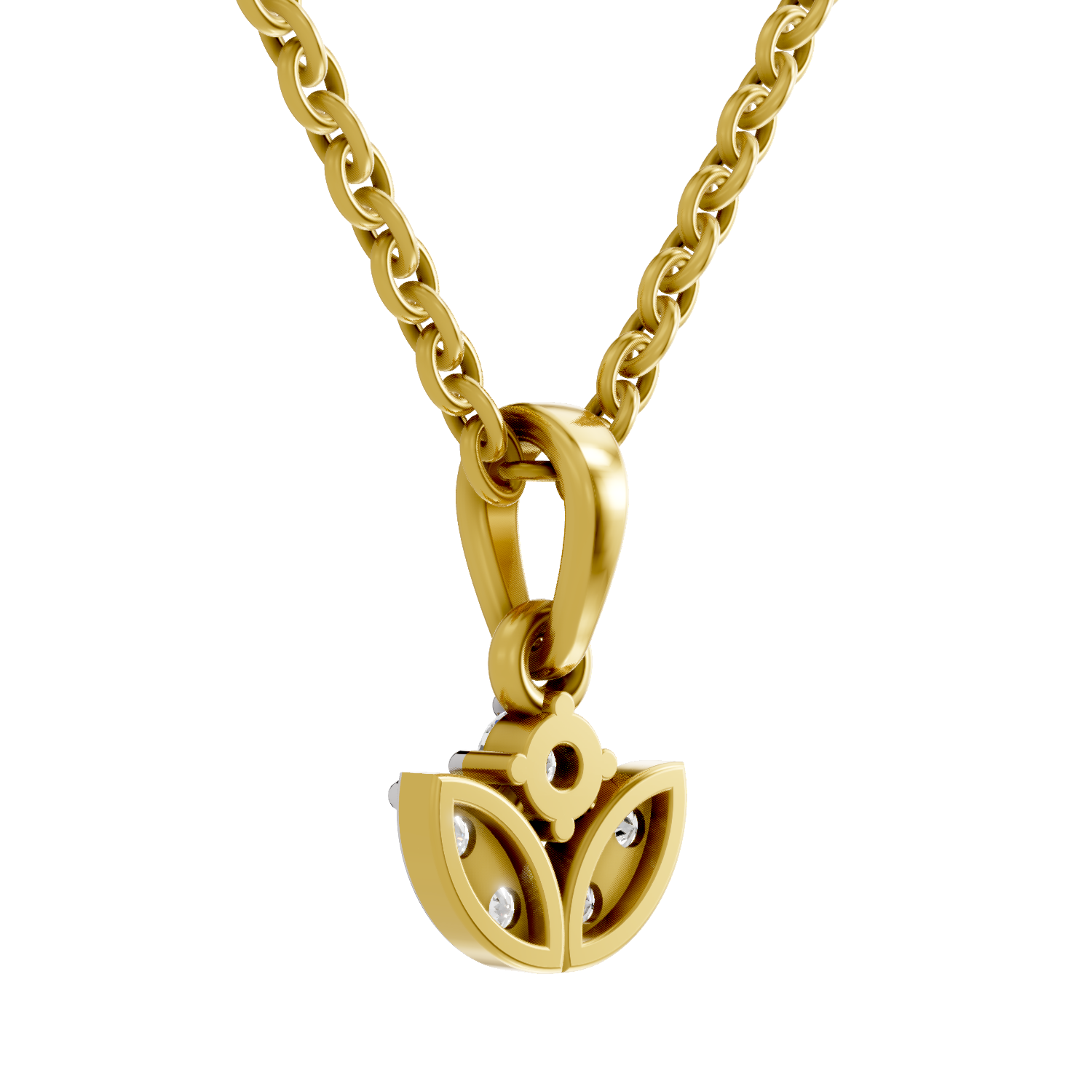 Lab Grown Diamond Pendant Necklace 0.25 Carat IGI Certified Round Shape F-G VS Quality| 925 Sterling Silver Gold Plated Mini Lotus Pendant Necklace