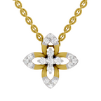 Lab Grown Diamond Pendant Necklace 0.25 Carat IGI Certified Round Shape F-G VS Quality| 925 Sterling Silver Gold Plated Flower Pendant Necklace