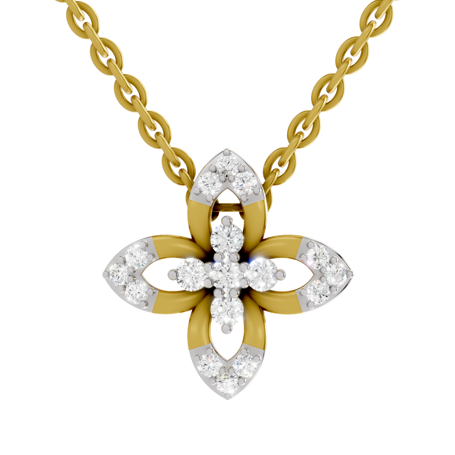 Lab Grown Diamond Pendant Necklace 0.25 Carat IGI Certified Round Shape F-G VS Quality| 925 Sterling Silver Gold Plated Flower Pendant Necklace