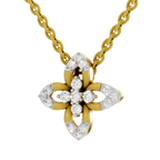 Lab Grown Diamond Pendant Necklace 0.25 Carat IGI Certified Round Shape F-G VS Quality| 925 Sterling Silver Gold Plated Flower Pendant Necklace