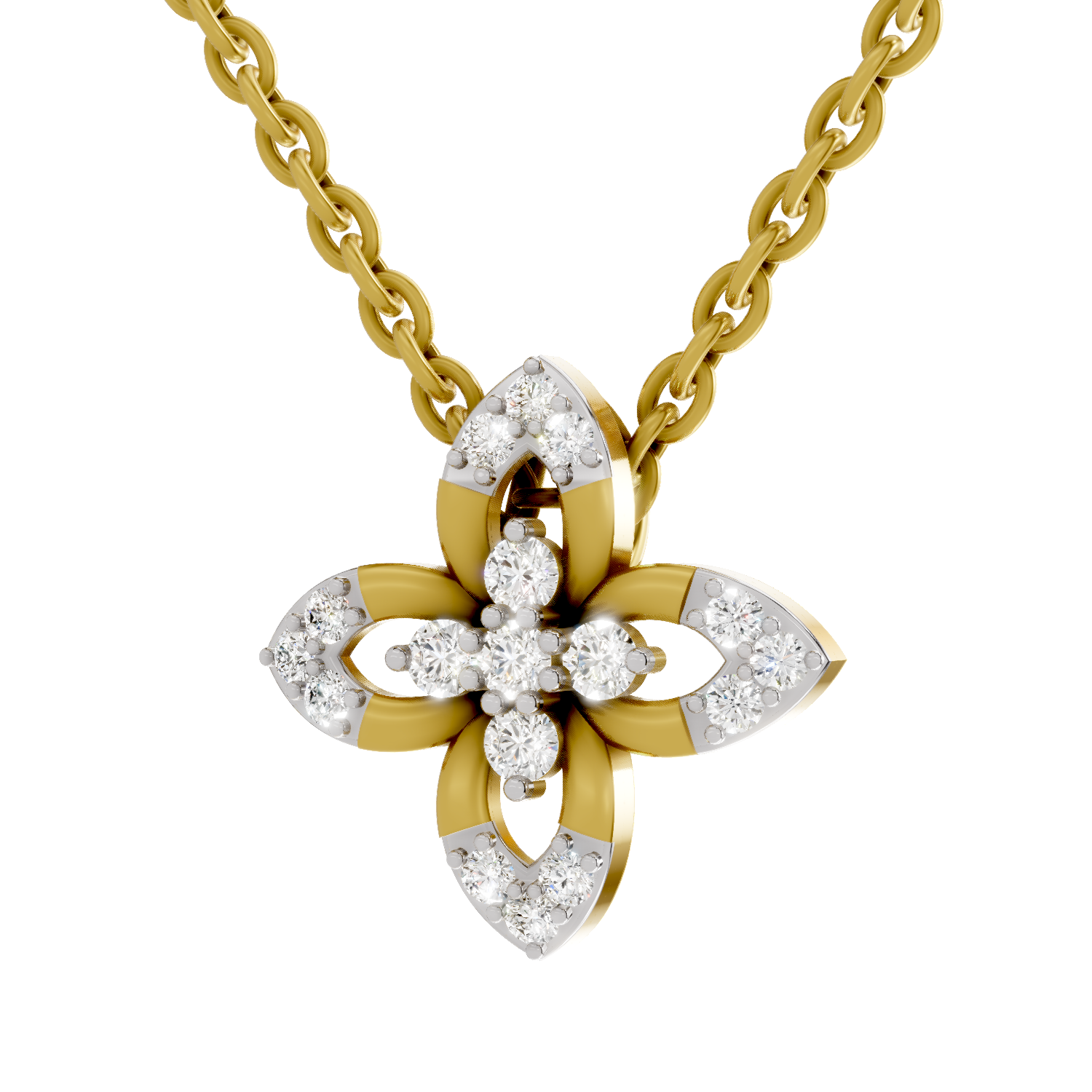 Lab Grown Diamond Pendant Necklace 0.25 Carat IGI Certified Round Shape F-G VS Quality| 925 Sterling Silver Gold Plated Flower Pendant Necklace