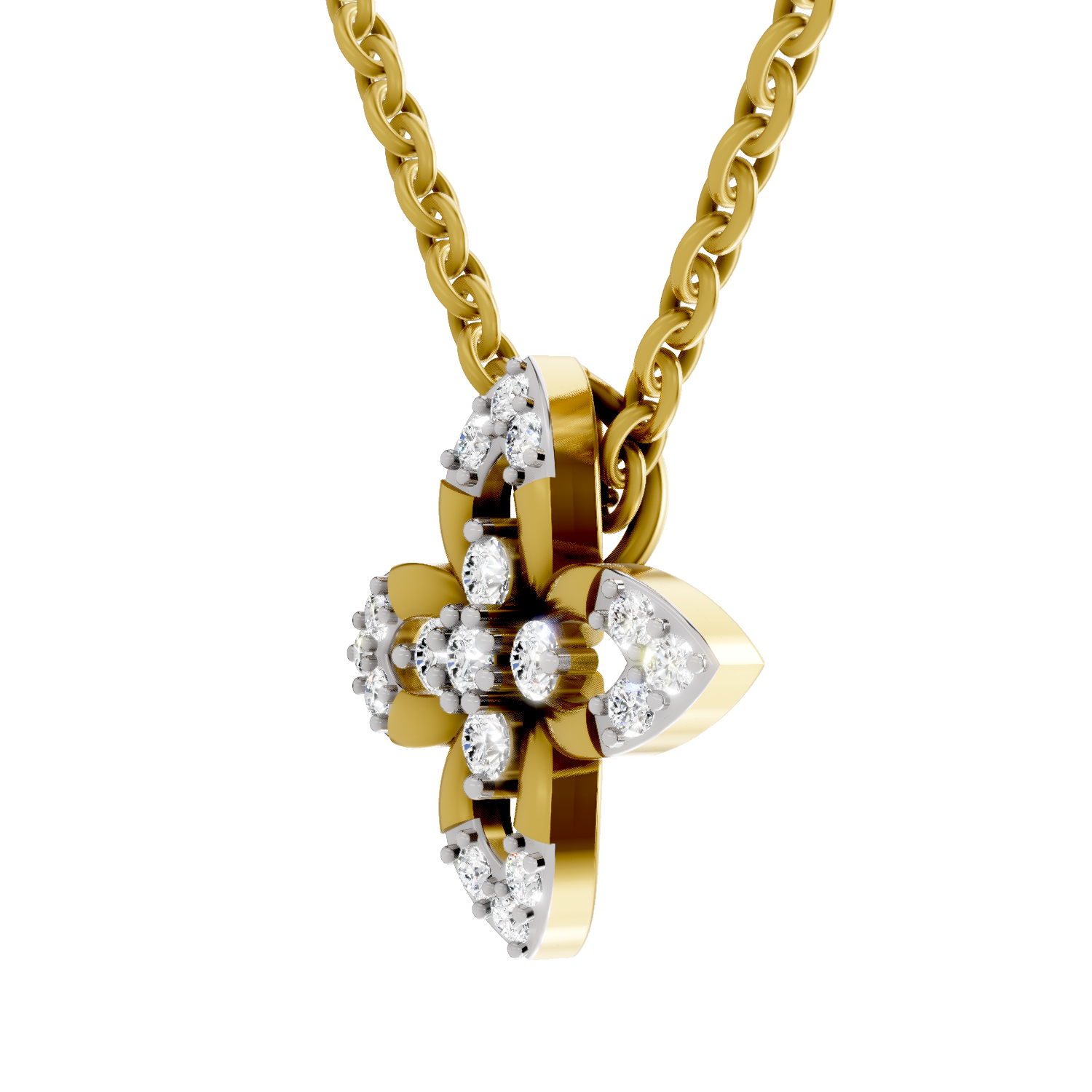 Lab Grown Diamond Pendant Necklace 0.25 Carat IGI Certified Round Shape F-G VS Quality| 925 Sterling Silver Gold Plated Flower Pendant Necklace
