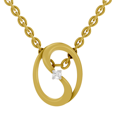 Lab Grown Diamond Pendant Necklace 0.02 Carat Round Shape 925 Sterling Silver Gold Plated Celestial Loop Pendant Necklace