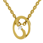 Lab Grown Diamond Pendant Necklace 0.02 Carat Round Shape 925 Sterling Silver Gold Plated Celestial Loop Pendant Necklace