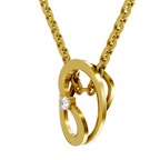 Lab Grown Diamond Pendant Necklace 0.02 Carat Round Shape 925 Sterling Silver Gold Plated Celestial Loop Pendant Necklace