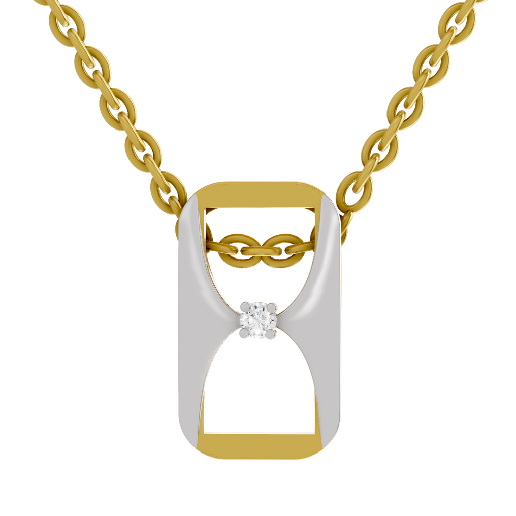Lab Grown Diamond Pendant Necklace 0.02 Carat Round Shape 925 Sterling Silver Gold Plated Pop Top Fashion Pendant Necklace