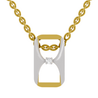 Lab Grown Diamond Pendant Necklace 0.02 Carat Round Shape 925 Sterling Silver Gold Plated Pop Top Fashion Pendant Necklace