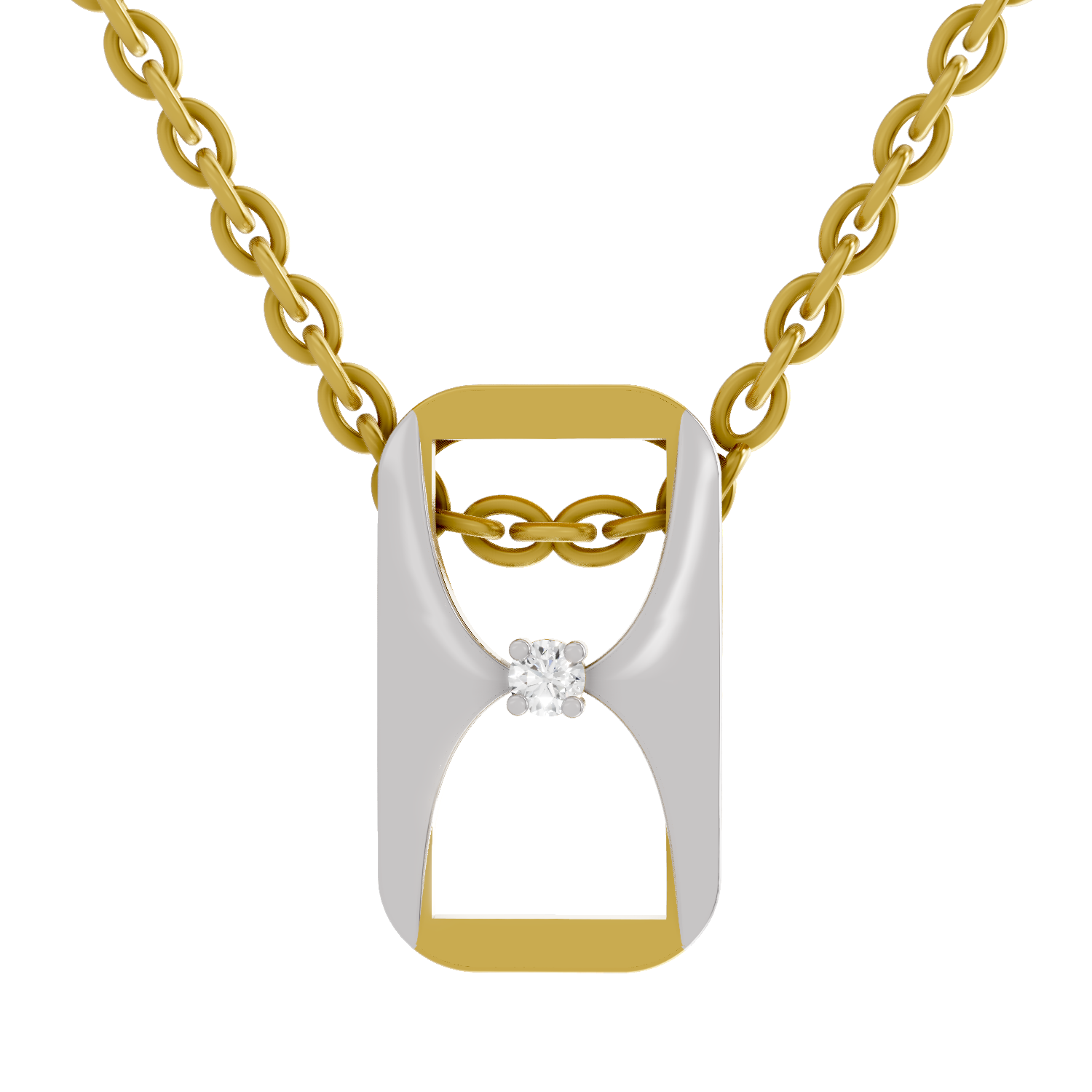 Lab Grown Diamond Pendant Necklace 0.02 Carat Round Shape 925 Sterling Silver Gold Plated Pop Top Fashion Pendant Necklace