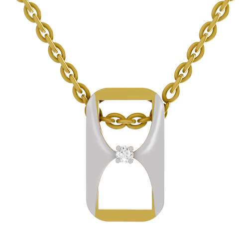 Lab Grown Diamond Pendant Necklace 0.02 Carat Round Shape 925 Sterling Silver Gold Plated Pop Top Fashion Pendant Necklace