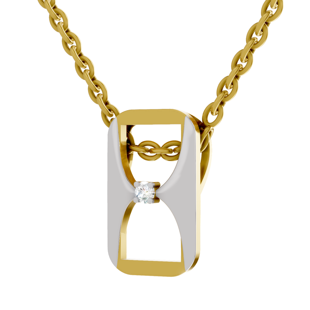 Lab Grown Diamond Pendant Necklace 0.02 Carat Round Shape 925 Sterling Silver Gold Plated Pop Top Fashion Pendant Necklace