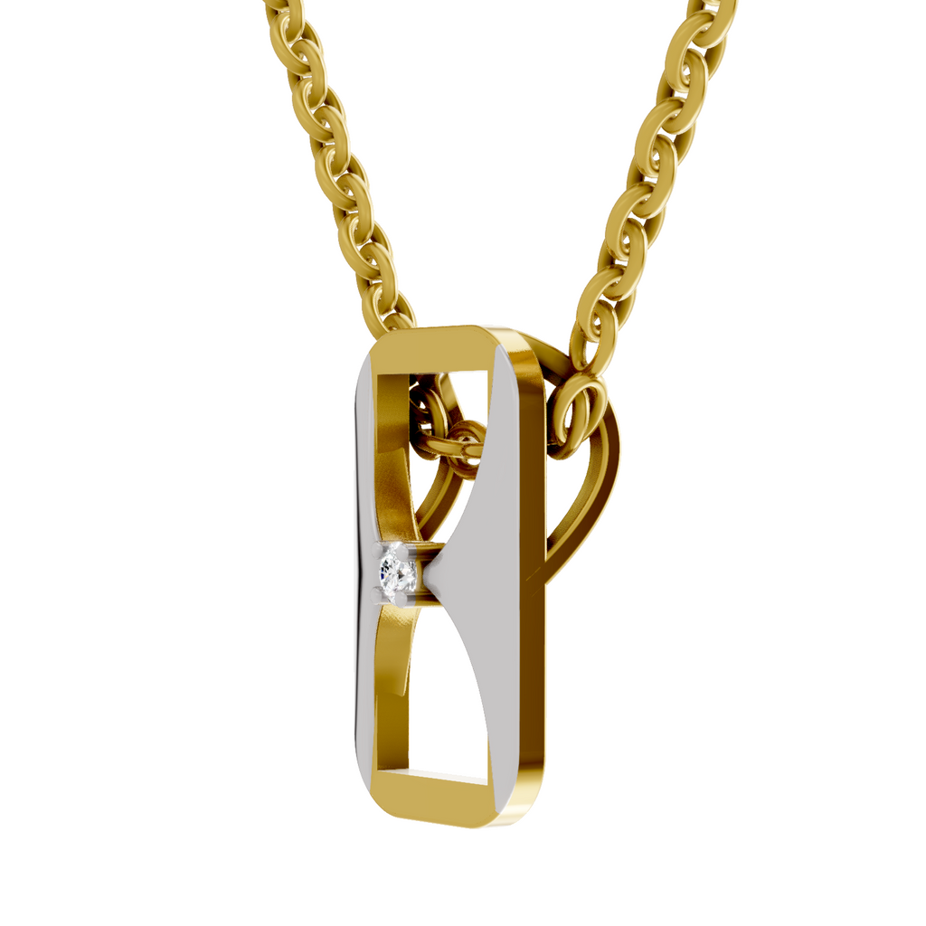 Lab Grown Diamond Pendant Necklace 0.02 Carat Round Shape 925 Sterling Silver Gold Plated Pop Top Fashion Pendant Necklace