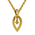 Lab Grown Diamond Pendant Necklace 0.02 Carat Round Shape 925 Sterling Silver Gold Plated Lustre Leaf Pendant Necklace