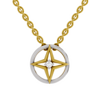 Lab Grown Diamond Pendant Necklace 0.02 Carat Round Shape 925 Sterling Silver Gold Plated Four-Pointed Star Pendant Necklace