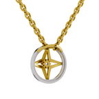Lab Grown Diamond Pendant Necklace 0.02 Carat Round Shape 925 Sterling Silver Gold Plated Four-Pointed Star Pendant Necklace