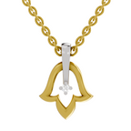 Lab Grown Diamond Pendant Necklace 0.02 Carat Round Shape 925 Sterling Silver Gold Plated Tulip Pendant Necklace