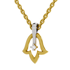 Lab Grown Diamond Pendant Necklace 0.02 Carat Round Shape 925 Sterling Silver Gold Plated Tulip Pendant Necklace