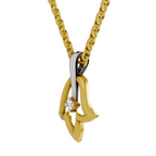 Lab Grown Diamond Pendant Necklace 0.02 Carat Round Shape 925 Sterling Silver Gold Plated Tulip Pendant Necklace