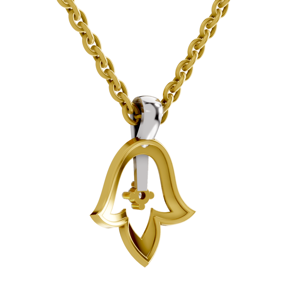 Lab Grown Diamond Pendant Necklace 0.02 Carat Round Shape 925 Sterling Silver Gold Plated Tulip Pendant Necklace