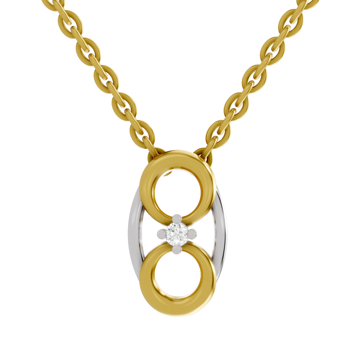 Lab Grown Diamond Pendant Necklace 0.01 Carat Round Shape 925 Sterling Silver Gold Plated Fashion Pendant Necklace