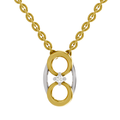 Lab Grown Diamond Pendant Necklace 0.01 Carat Round Shape 925 Sterling Silver Gold Plated Fashion Pendant Necklace