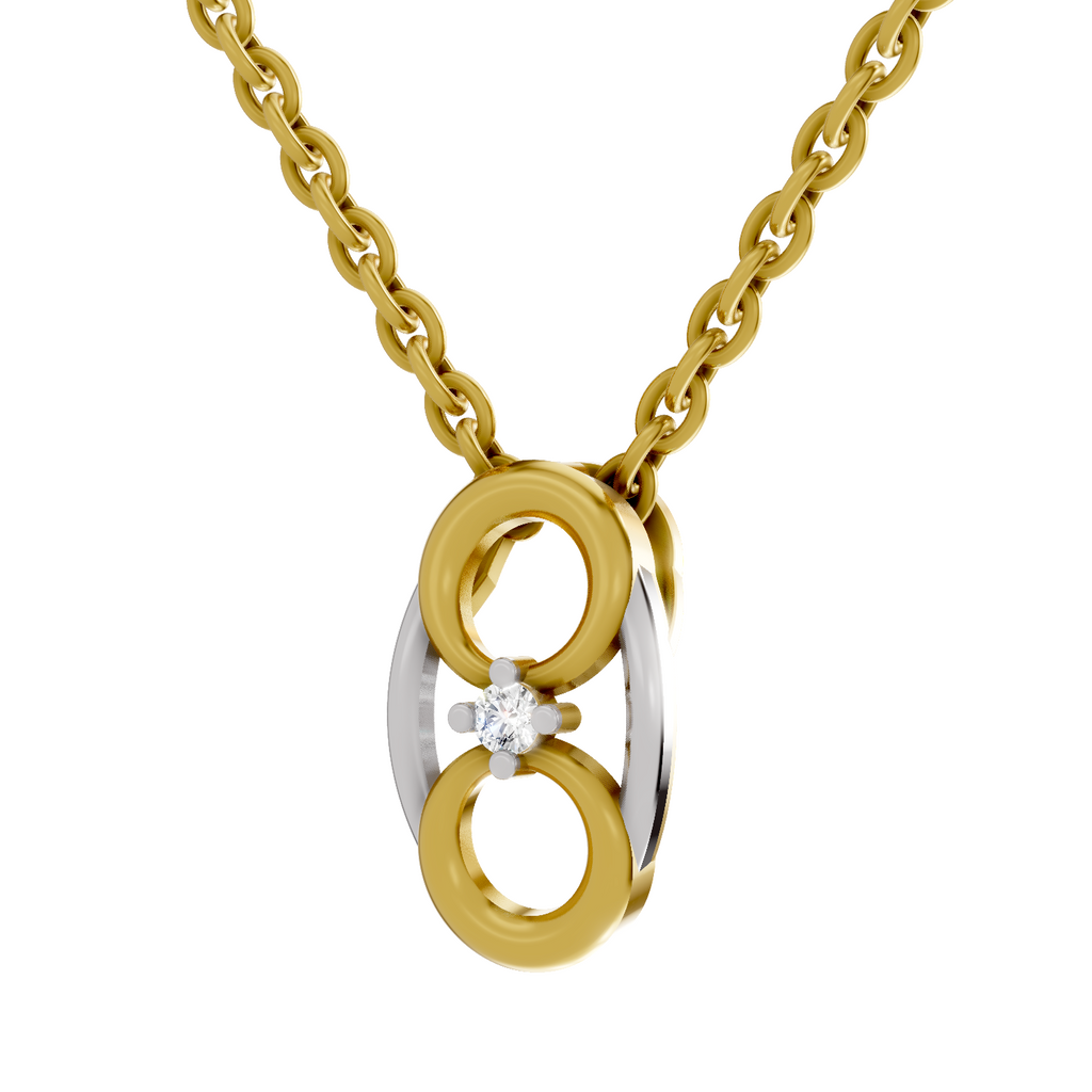 Lab Grown Diamond Pendant Necklace 0.01 Carat Round Shape 925 Sterling Silver Gold Plated Fashion Pendant Necklace