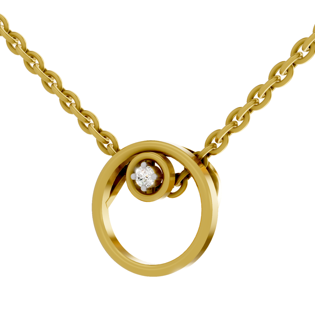 Lab Grown 0.02 Carat Round Shape 925 Sterling Silver Gold Plated Circle Diamond Pendant Necklace