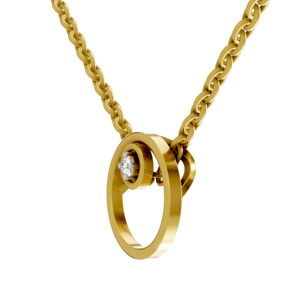 Lab Grown 0.02 Carat Round Shape 925 Sterling Silver Gold Plated Circle Diamond Pendant Necklace